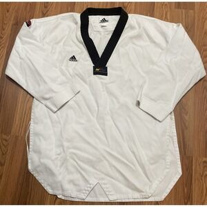 Adidas Taekwondo Uniform Top Mens Extra Extra Large WTF Black Collar White